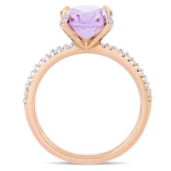 Rose de France and Diamond 10K Rose Gold Ring 2.47ctw
