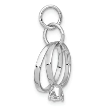 Rhodium Over 14k White Gold Polished 3D Cubic Zirconia Wedding Rings Charm