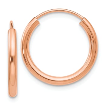 14k Rose Gold Polished 11/16" Round Endless Hoop Earrings
