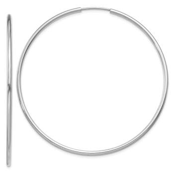 Rhodium Over 14k White Gold 2" Polished Endless Hoop Earrings