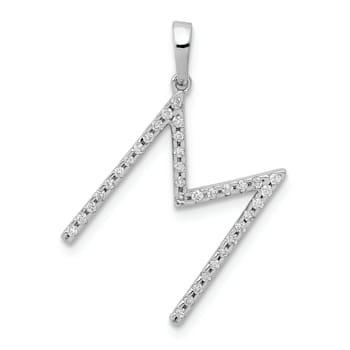Rhodium Over 14K White Gold Diamond Letter M Initial Pendant