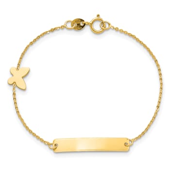 14K Yellow Gold Polished 5.5-inch Butterfly ID Bracelet