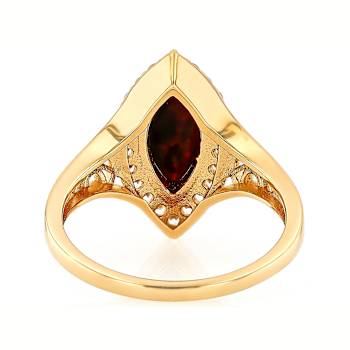 Black Opal Marquise And White Zircon Ring In 18K Gold Over Sterling
Silver 1.17ctw