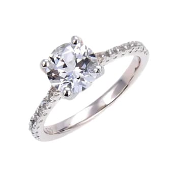 Rhodium Over Sterling Silver Round White Topaz Solitaire Ring 3.28ctw