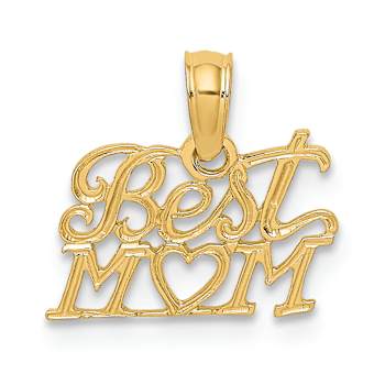 14K Yellow Gold BEST MOM with Heart Charm