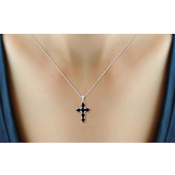 Black Sapphire Rhodium Over Sterling Silver Pendant with Chain 1.68ctw
