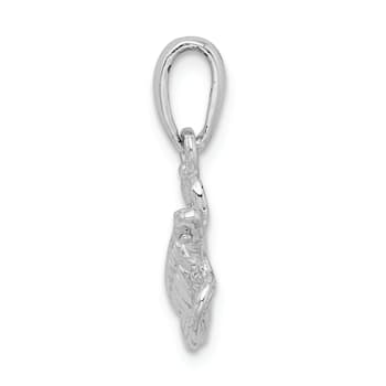Rhodium Over Sterling Silver Polished Sea Turtle Pendant