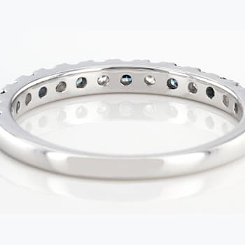 Blue And White Lab-Grown Diamond Band Ring In 14K White Gold 0.50ctw