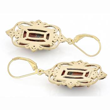 Peanut Obsidian Rectangular Cushion And Smoky Quartz Earrings In 18K
Gold Over Sterling Silver 0.43ctw