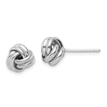Rhodium Over Sterling Silver Post Polished Love Knot Earrings
