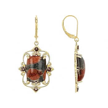 Peanut Obsidian Rectangular Cushion And Smoky Quartz Earrings In 18K
Gold Over Sterling Silver 0.43ctw