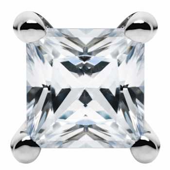 White Cubic Zirconia 14k White Gold Single Stud With Velvet Gift Box 0.30ctw