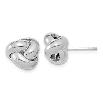 Rhodium Over 14k White Gold Polished Love Knot Stud Earrings