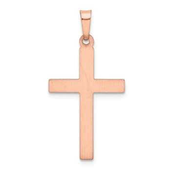 Rhodium Over 14K Two-tone Gold Hollow Cross Pendant