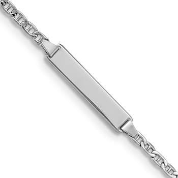 Rhodium Over 14k White Gold Semi-Solid Mariner Link ID Bracelet