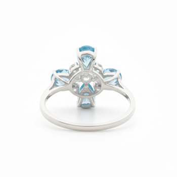 Sky Blue Topaz and White Topaz Sterling Silver Ring