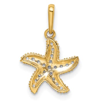 14K Yellow Gold Cubic Zirconia Starfish Pendant
