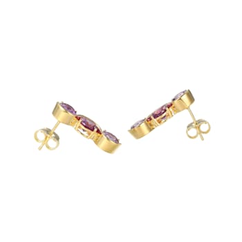 Lab Created Alexandrite Sapphire 18k Yellow Gold Over Silver June
Birthstone Earrings 4.90ctw