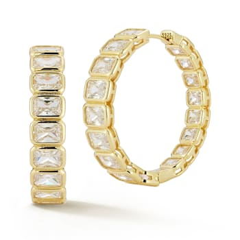 Rachel Zoe White CZ Bezel Set Inside-Out Eternity Hoops in 14K Gold Over
Sterling Silver