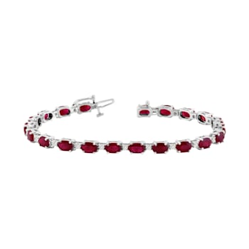 11.40ctw Ruby and Diamond Bracelet set in 14k White Gold