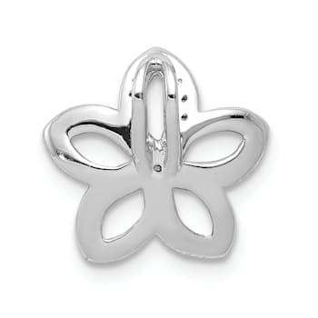 Rhodium Over 14k White Gold Diamond Accent Flower Chain Slide Pendant
