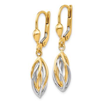 14k Yellow Gold and 14k White Gold Polished Dangle Earrings