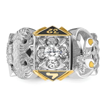 10K Two-tone Yellow and White Gold Men's Enamel and Diamond Eagle
Masonic Shriner's Ring 0.51ctw