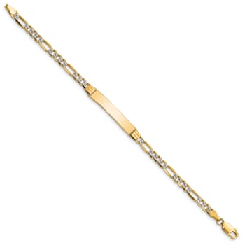 14k Yellow Gold and Rhodium Over 14k Yellow Gold Children's Pavé Figaro
Link ID Bracelet