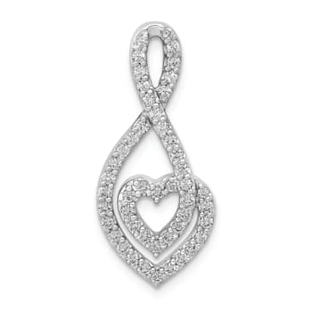 Rhodium Over 14k White Gold Diamond Fancy Heart Infinity Chain Slide Pendant