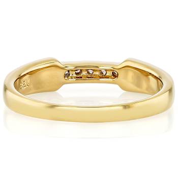 Turquoise Inlay And White Zircon Band Ring In 18K Gold Over Sterling
Silver 0.06ctw