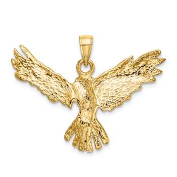 14k Yellow Gold Textured Eagle Flying Charm