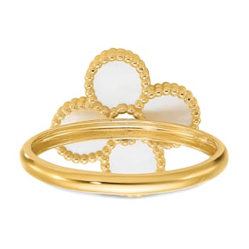 14K Yellow Gold Mother of Pearl Flower Ring