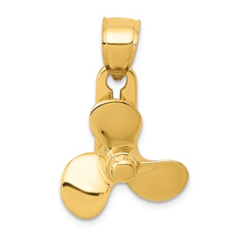 14k Yellow Gold 3D Moveable Blade Propeller Pendant