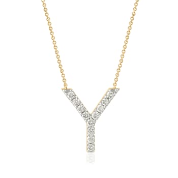 Lab-Grown Diamond Initial Y Necklace In 14K Gold Over Sterling Silver 0.50ctw