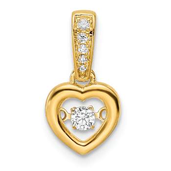 14k Yellow Gold Diamond Polished Heart Dangle Pendant