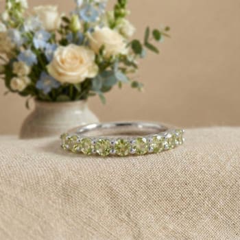 Peridot Stackable Band Ring In Sterling Silver