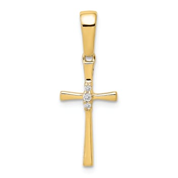 14K Yellow Gold 0.02ct. Diamond Cross Pendant