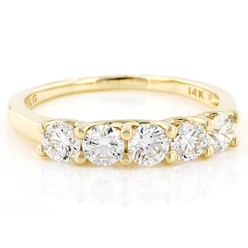 White Lab-Grown Diamond 14k Yellow Gold 5-Stone Band Ring 1.00ctw
