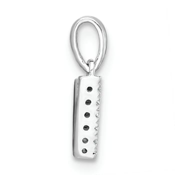 14K White Gold Diamond Letter V Initial with Bail Pendant