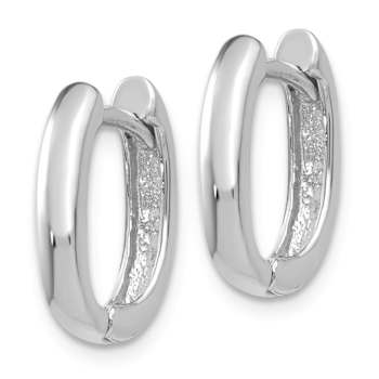 Rhodium Over 14k White Gold 1/2" Oval Hinged Hoop Earrings
