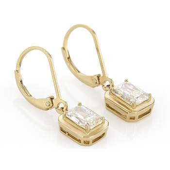 Diamond Simulant Radiant Earrings In 18K Gold Over Sterling Silver