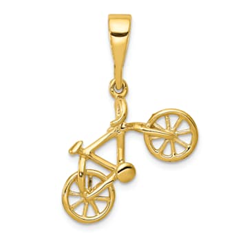 14k Yellow Gold Polished 3D Bicycle Pendant
