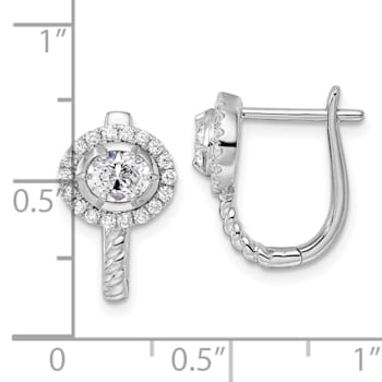 Rhodium Over 14K White Gold Lab Grown Diamond Hinged Hoop Earrings
