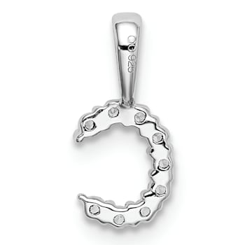 Rhodium Over 14K White Gold Lab Grown Diamond Letter C Initial Pendant