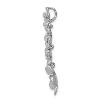 Rhodium Over 14k White Gold Diamond Four Flower Chain Slide Pendant