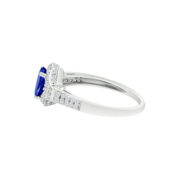 14K White Gold Round Tanzanite and Diamond Ring, 1.41ctw