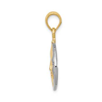 14K Two-tone Gold  3D Solid Polished, Textured and Reversible Sun and
Moon Pendant
