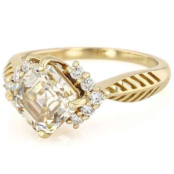 Diamond Simulant And Lab-Grown Diamond Ring In 18K Gold Over Sterling
Silver 3.55ctw