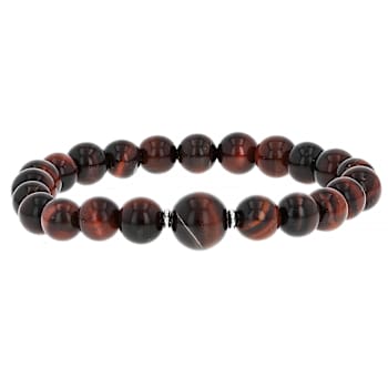 Multi-Color Tiger's Eye Stretchable Bracelet Set Of 3 In Sterling Silver