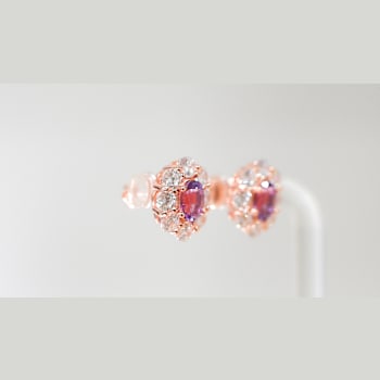 Amethyst and CZ 0.95 Ctw Round 18K Rose Gold Over Sterling Silver Center
Design Earrings Jewelry
